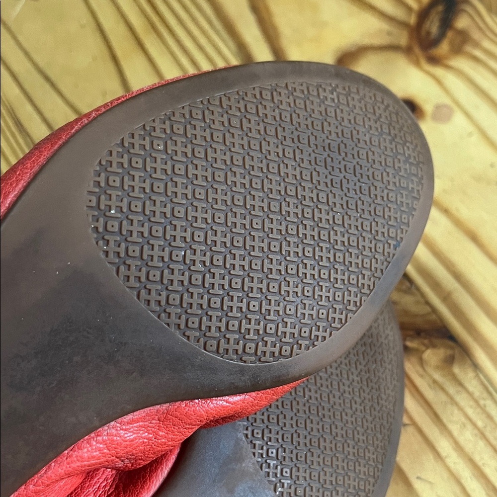 TORY BURCH Allie Napa Leather Ballet Flats in Samba Coral Red - Picture 8 of 8